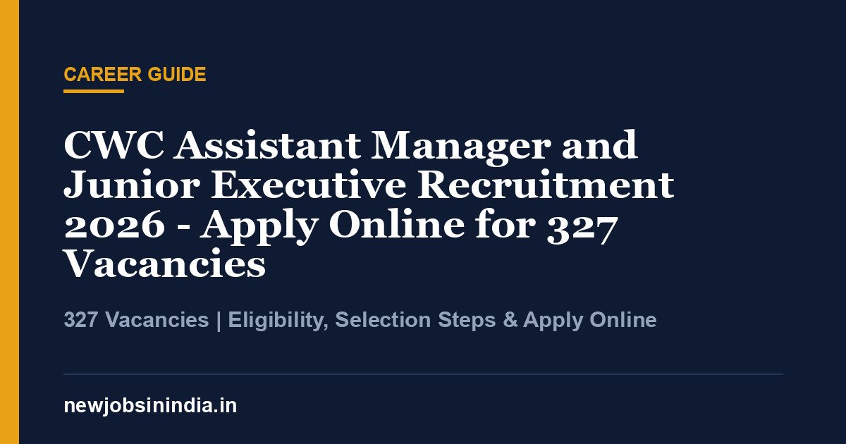CWC Assistant Manager and Junior Executive Recruitment 2026 - Apply Online for 327 Vacancies