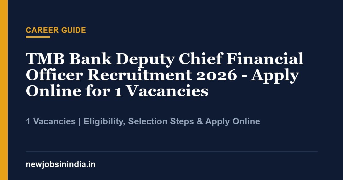 TMB Bank Deputy Chief Financial Officer Recruitment 2026 - Apply Online for 1 Vacancies