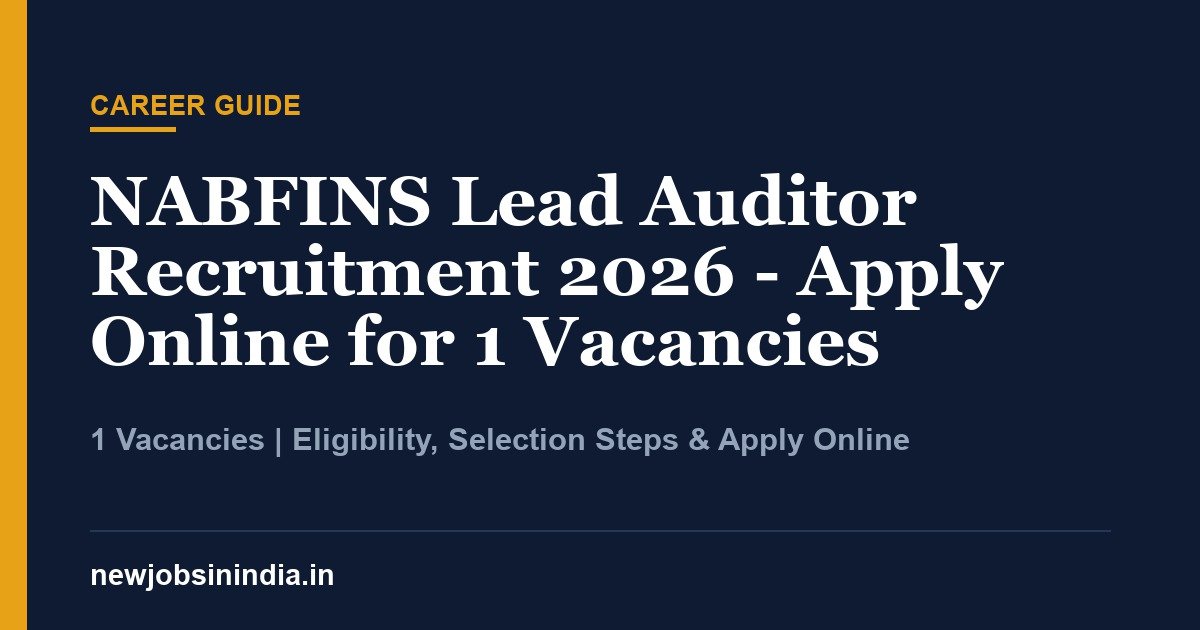 NABFINS Lead Auditor Recruitment 2026 - Apply Online for 1 Vacancies