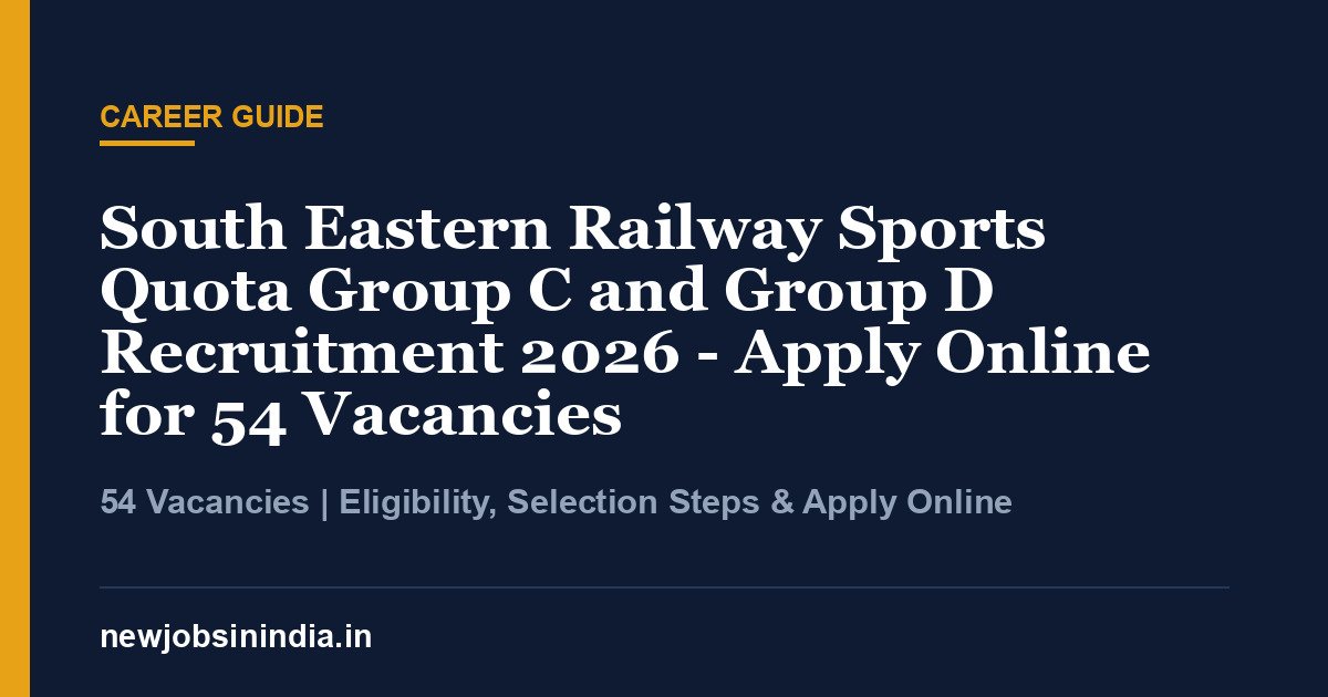 South Eastern Railway Sports Quota Group C and Group D Recruitment 2026 - Apply Online for 54 Vacancies